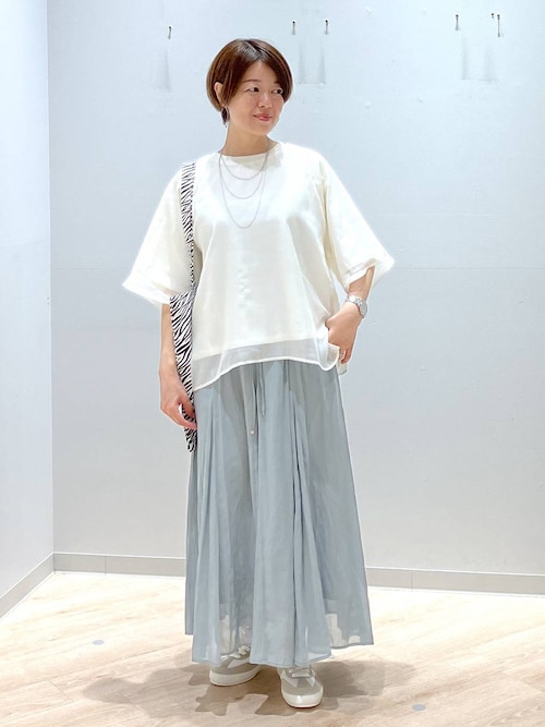 シフォン セール】シフォンドッキング7分袖/325954（Tシャツ/カットソー