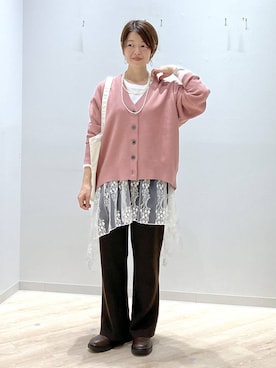 「アイテム（クラッチバッグ）」を使った、miinoさん（レディース・152cm）の秋コーディネート
