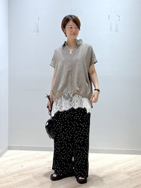 「GLOBAL WORK（グローバルワーク）の楊柳イージーコクーンパンツ/1049115（その他パンツ、その他）」を使った、miinoさん（レディース・152cm）の夏コーディネート