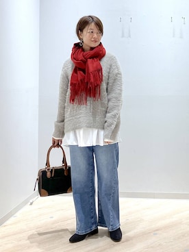 「アイテム（ボストンバッグ）」を使った、miinoさん（レディース・152cm・40代）の秋コーディネート