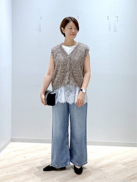 「GLOBAL WORK（グローバルワーク）のシリンダーバッグ/1054922（ショルダーバッグ、ブラック系）」を使った、miinoさん（レディース・152cm）の夏コーディネート