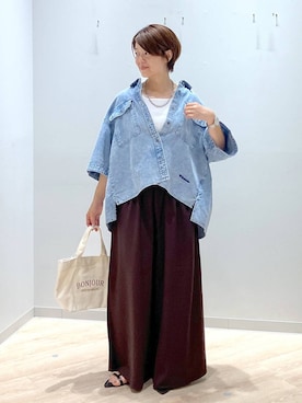 「アイテム（アクセサリー、グレー系）」を使った、miinoさん（レディース・152cm）の夏コーディネート