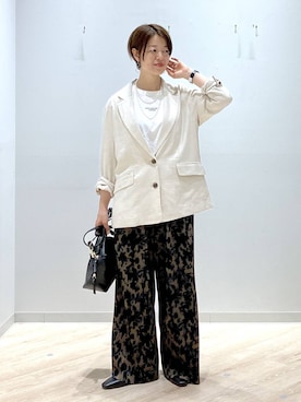 「GLOBAL WORK（グローバルワーク）のスペ軽お財布ショルダー/132336（ショルダーバッグ、ブラック系）」を使った、miinoさん（レディース・152cm）の春コーディネート