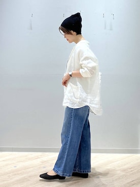 「GLOBAL WORK（グローバルワーク）のらくっション撥水フィットパンプス/135895（パンプス、ブラック系）」を使った、miinoさん（レディース・152cm）の春コーディネート