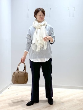 「アイテム（ボストンバッグ）」を使った、miinoさん（レディース・152cm・40代）の冬コーディネート