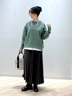 「アイテム（ニットキャップ/ビーニー）」を使った、miinoさん（レディース・152cm・40代）の秋コーディネート