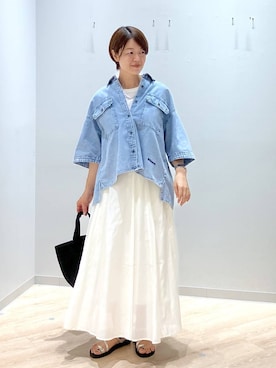 「アイテム（アクセサリー、グレー系）」を使った、miinoさん（レディース・152cm）の夏コーディネート