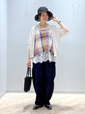 「GLOBAL WORK（グローバルワーク）のアイテム（帽子）」を使った、miinoさん（レディース・152cm）の春コーディネート