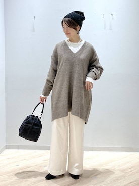 「アイテム（ニットキャップ/ビーニー）」を使った、miinoさん（レディース・152cm・40代）の秋コーディネート