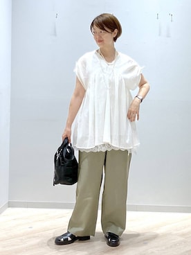 「GLOBAL WORK（グローバルワーク）のアソート三連ネックレス/495430（ネックレス、ホワイト系）」を使った、miinoさん（レディース・152cm）の春コーディネート