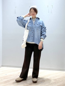 「アイテム（クラッチバッグ）」を使った、miinoさん（レディース・152cm）の秋コーディネート