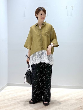 「GLOBAL WORK（グローバルワーク）の楊柳イージーコクーンパンツ/1049115（その他パンツ、その他）」を使った、miinoさん（レディース・152cm）の夏コーディネート