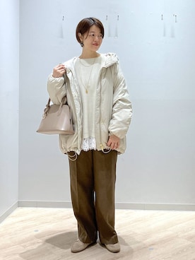 「アイテム（ダウンジャケット/コート）」を使った、miinoさん（レディース・152cm・40代）の冬コーディネート