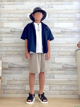 「GLOBAL WORK（グローバルワーク）のアイテム（帽子）」を使った、miinoさん（レディース・152cm）の夏コーディネート