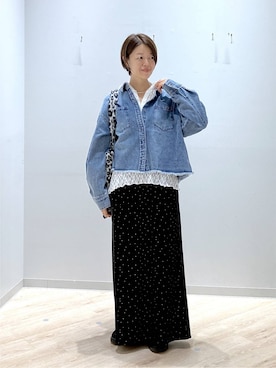 「GLOBAL WORK（グローバルワーク）のストレッチ総レースフーディー/1054133（Tシャツ/カットソー、ホワイト系）」を使った、miinoさん（レディース・152cm）の秋コーディネート