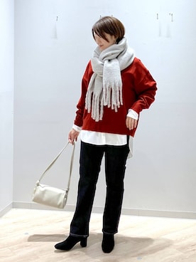 「アイテム（マフラー）」を使った、miinoさん（レディース・152cm・40代）の秋コーディネート