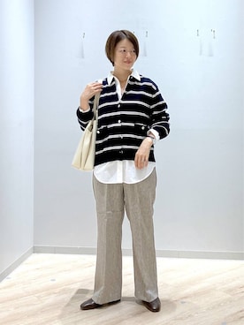 「GLOBAL WORK（グローバルワーク）のスペ軽5ROOM2WAYバッグ/1060168（トートバッグ、ホワイト系）」を使った、miinoさん（レディース・152cm）の秋コーディネート