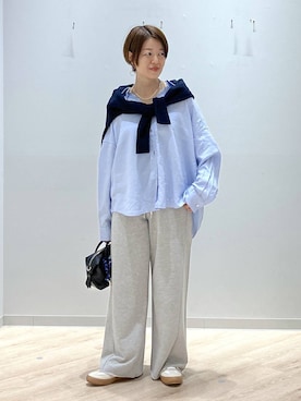 「GLOBAL WORK（グローバルワーク）のエアかるクラシックスニーカー/135751（スニーカー、ホワイト系）」を使った、miinoさん（レディース・152cm）の春コーディネート