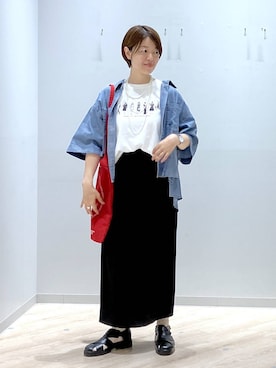 「GLOBAL WORK（グローバルワーク）のアソート三連ネックレス/495430（ネックレス、ホワイト系）」を使った、miinoさん（レディース・152cm）の春コーディネート