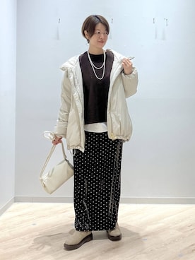 「アイテム（ダウンジャケット/コート）」を使った、miinoさん（レディース・152cm・40代）の冬コーディネート