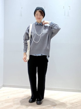 「アイテム（クラッチバッグ）」を使った、miinoさん（レディース・152cm）の秋コーディネート