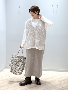 「アイテム（トートバッグ）」を使った、miinoさん（レディース・152cm・40代）の秋コーディネート