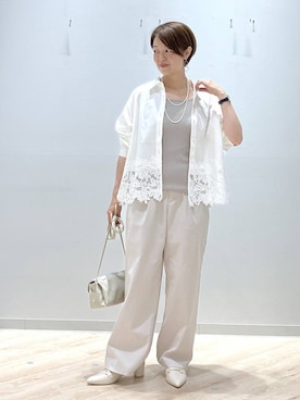 「GLOBAL WORK（グローバルワーク）のスペ軽お財布ショルダー2/580785（ショルダーバッグ、ベージュ系）」を使った、miinoさん（レディース・152cm）の春コーディネート