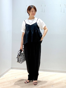 「GLOBAL WORK（グローバルワーク）のスペ軽お財布ショルダー/132336（ショルダーバッグ）」を使った、miinoさん（レディース・152cm・40代）の夏コーディネート