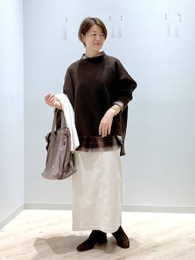 「アイテム（バングル/リストバンド）」を使った、miinoさん（レディース・152cm）の冬コーディネート