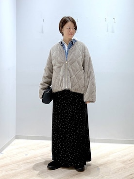 「GLOBAL WORK（グローバルワーク）のストレッチ総レースフーディー/1054133（Tシャツ/カットソー、ホワイト系）」を使った、miinoさん（レディース・152cm）の秋コーディネート
