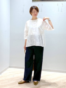 「アイテム（ボストンバッグ）」を使った、miinoさん（レディース・152cm・40代）の秋コーディネート