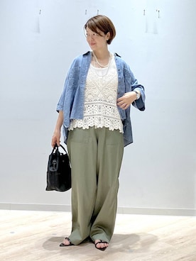 「GLOBAL WORK（グローバルワーク）のアイテム（トップス）」を使った、miinoさん（レディース・152cm）の夏コーディネート