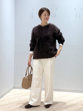 「アイテム（ボストンバッグ）」を使った、miinoさん（レディース・152cm・40代）の冬コーディネート