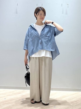 「GLOBAL WORK（グローバルワーク）のステンレス二連ロングネックレス/321096（ネックレス、シルバー系）」を使った、miinoさん（レディース・152cm）の夏コーディネート