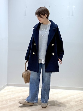 「GLOBAL WORK（グローバルワーク）のふわふわHugmeドルマンプルオーバー/595406（ニット/セーター）」を使った、miinoさん（レディース・152cm）の冬コーディネート