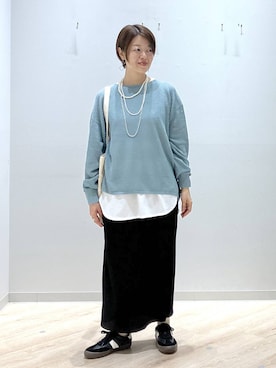 「GLOBAL WORK（グローバルワーク）のエアかるクラシックスニーカー/135751（スニーカー、ブラック系）」を使った、miinoさん（レディース・152cm）の春コーディネート