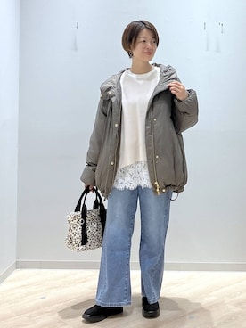 「アイテム（デニムパンツ）」を使った、miinoさん（レディース・152cm・40代）の冬コーディネート