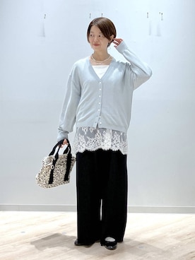 「GLOBAL WORK（グローバルワーク）のらくっション撥水バレエ/135873（バレエシューズ、ブラック系）」を使った、miinoさん（レディース・152cm）の春コーディネート