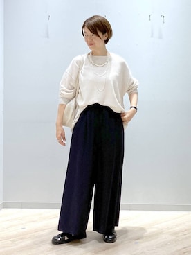 「GLOBAL WORK（グローバルワーク）のアソート三連ネックレス/495430（ネックレス、ホワイト系）」を使った、miinoさん（レディース・152cm）の春コーディネート
