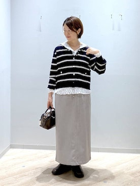 「GLOBAL WORK（グローバルワーク）のストレッチ総レースフーディー/1054133（Tシャツ/カットソー、ホワイト系）」を使った、miinoさん（レディース・152cm）の秋コーディネート