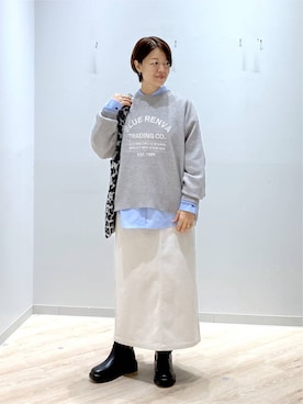 「GLOBAL WORK（グローバルワーク）のエアかる晴雨兼用ブーツ/1055021（ブーツ、ブラック系）」を使った、miinoさん（レディース・152cm）の秋コーディネート