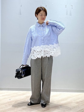 「GLOBAL WORK（グローバルワーク）のらくっション撥水バレエ/135873（バレエシューズ、ブラック系）」を使った、miinoさん（レディース・152cm）の春コーディネート