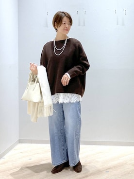 「アイテム（マフラー）」を使った、miinoさん（レディース・152cm・40代）の冬コーディネート