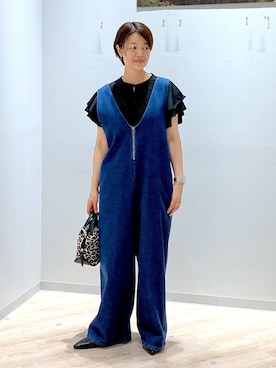 「アイテム（サロペット/オーバーオール）」を使った、miinoさん（レディース・152cm）の夏コーディネート