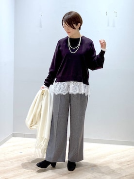 「アイテム（マフラー）」を使った、miinoさん（レディース・152cm・40代）の秋コーディネート