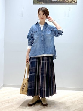 「アイテム（ボストンバッグ）」を使った、miinoさん（レディース・152cm・40代）の秋コーディネート