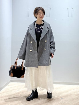 「アイテム（チェスターコート）」を使った、miinoさん（レディース・152cm・40代）の冬コーディネート