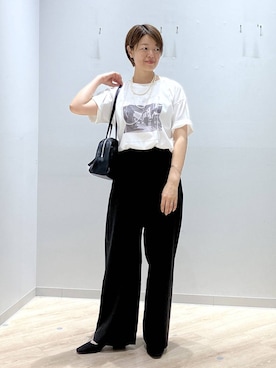 「GLOBAL WORK（グローバルワーク）のアソート三連ネックレス/495430（ネックレス、ホワイト系）」を使った、miinoさん（レディース・152cm）の春コーディネート