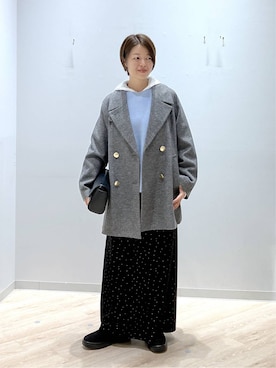 「GLOBAL WORK（グローバルワーク）のストレッチ総レースフーディー/1054133（Tシャツ/カットソー、ホワイト系）」を使った、miinoさん（レディース・152cm）の秋コーディネート