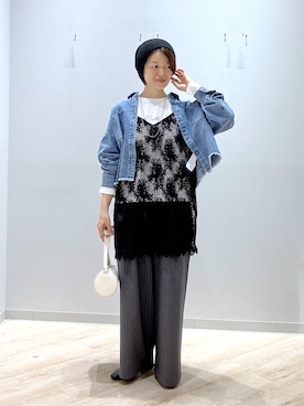 「GLOBAL WORK（グローバルワーク）のアイテム（ニットキャップ/ビーニー）」を使った、miinoさん（レディース・152cm）の秋コーディネート